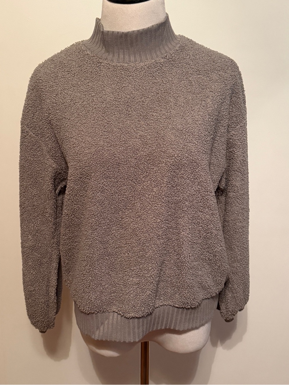 Anthropologie Plush Sherpa Turtleneck Sweater in Gray